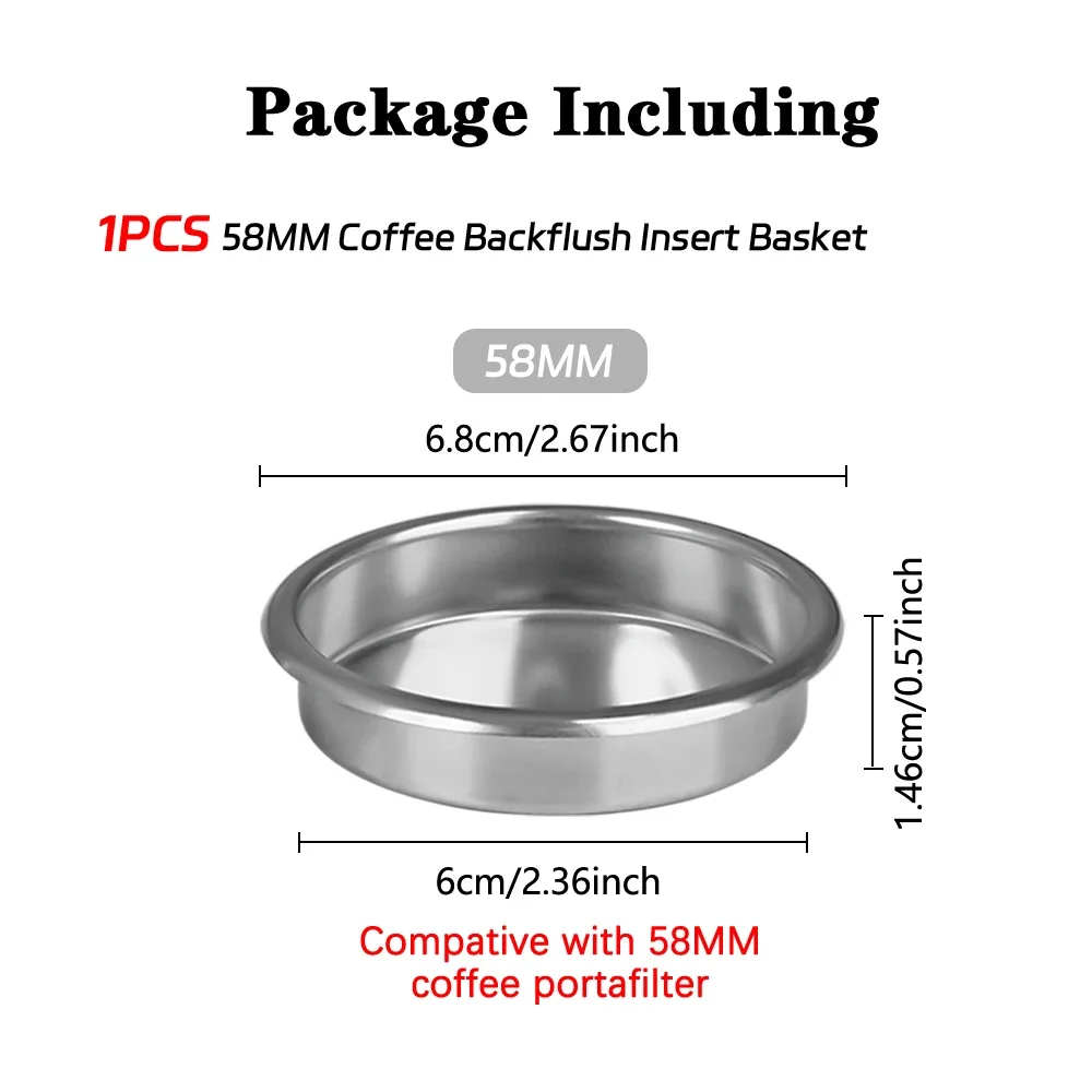 Слепой фильтр для кофемашины, вставка для обратной промывки из нержавеющей стали, слепой фильтр для кофемашины эспрессо