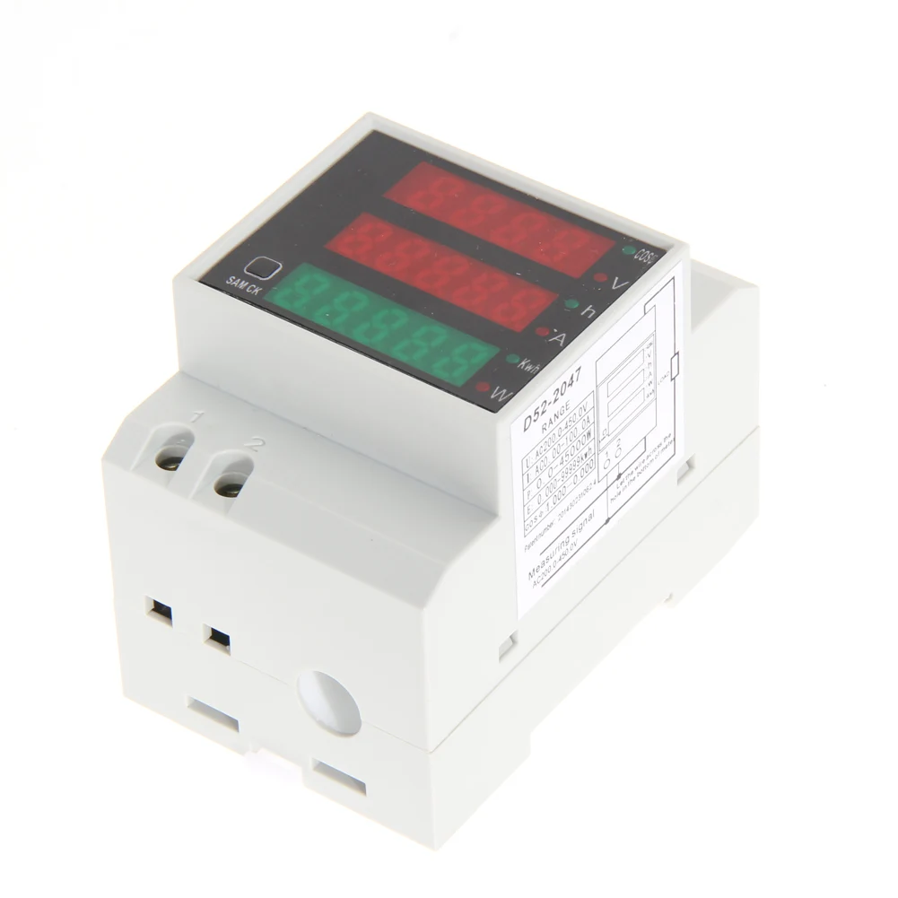 D52-2047 Din Rail Ammeter Voltmeter Active Power Factor Time Energy Voltage Test