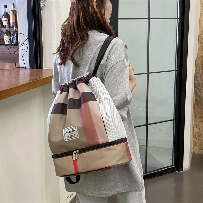 Waterproof Swimming Bag Women, Dry Wet Separation Fitness Backpack Portable Beach Storage Bag for Sports Equipment
