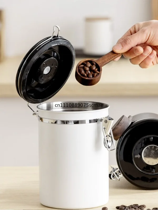 

Lhopan coffee bean sealed tank 304 stainless steel one-way exhaust coffee powder preservation bean breathing storage tank