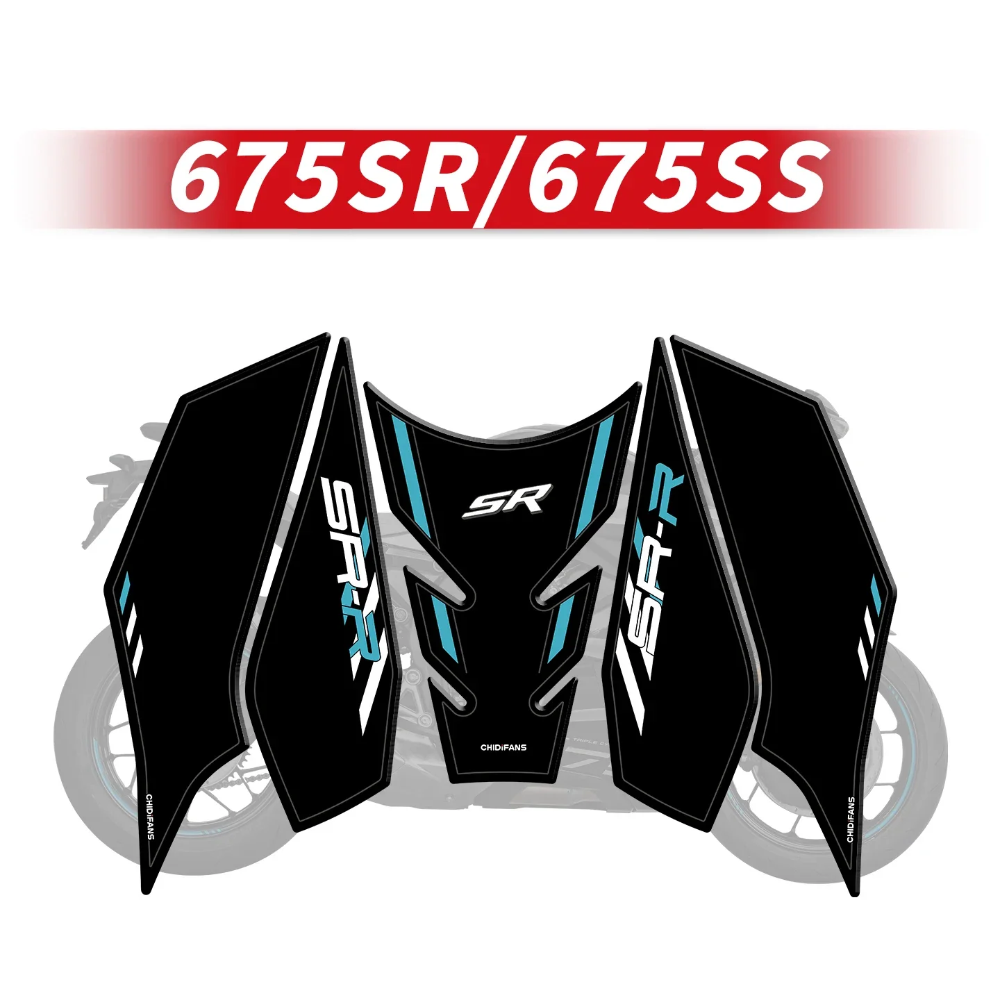 For CF MOTO 675SR Motorcycle Rubber Fuel Tank Decoration And Protection Stickers Pad Bike Colorful Decals Can Choose Style