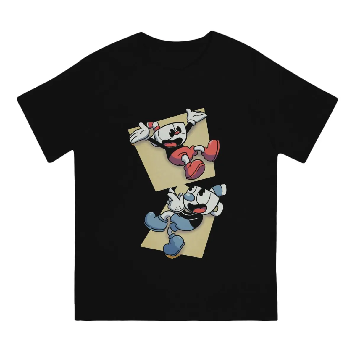 Men Cupphead T Shirts Cuphead Tops Vintage Short Sleeve Crew Neck Tee Shirt Graphic T-Shirts