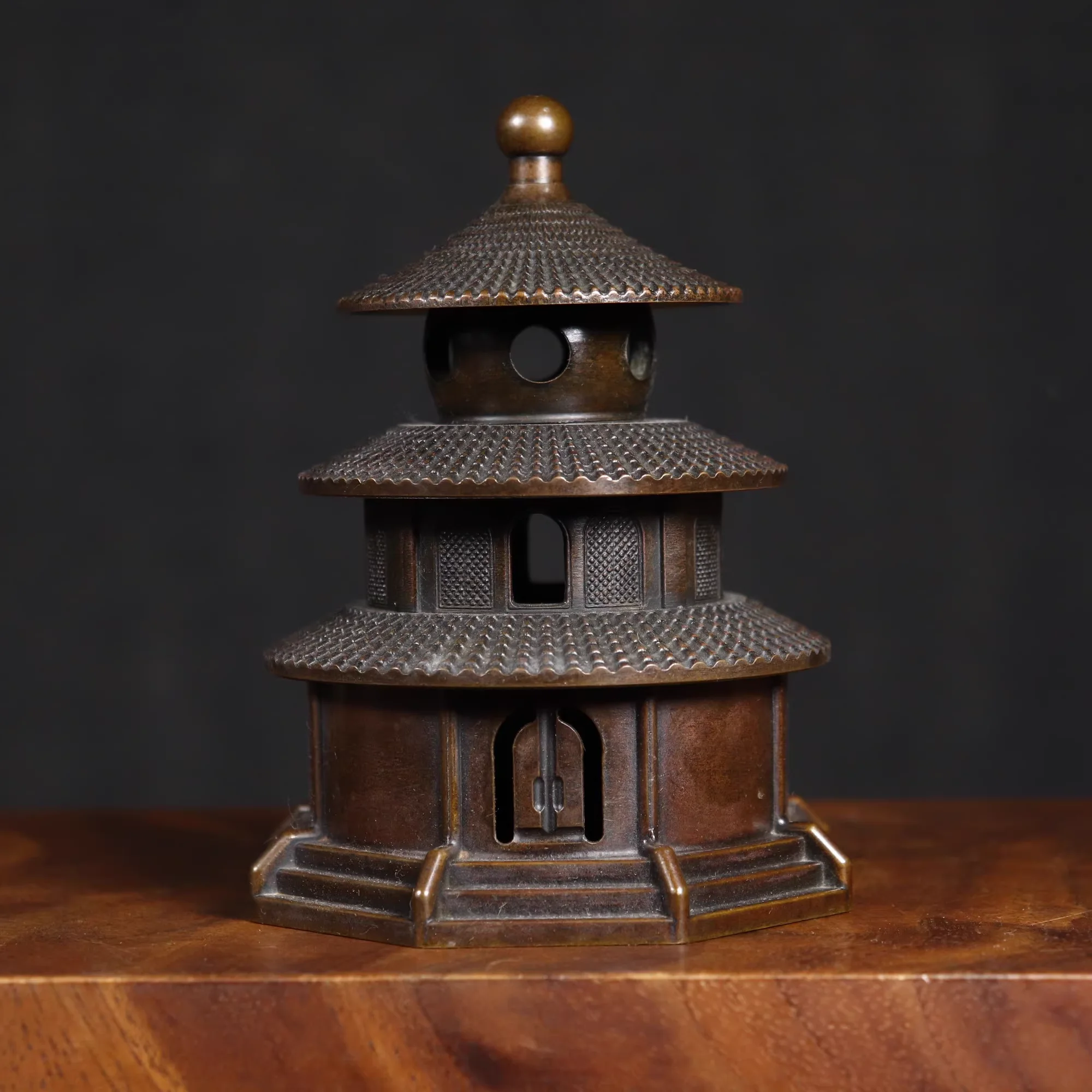 

Chinese Pure Copper Temple of Heaven Pagoda Incense Burner Indoor Sandalwood Plate Incense Burner Home Creative Bronze Ornament