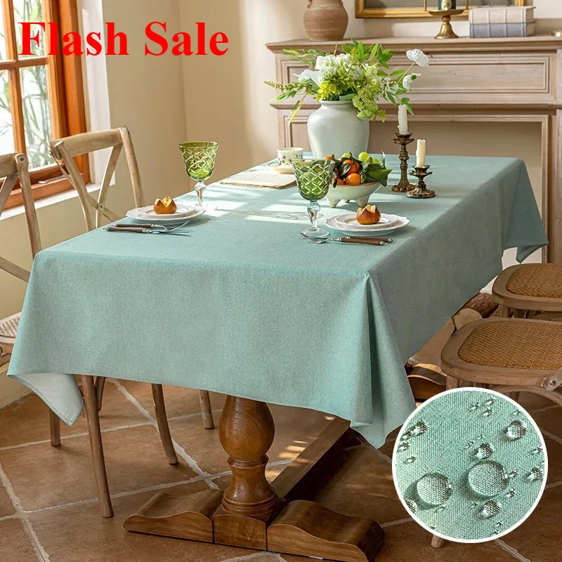 

2025 solid color tablecloth straight-edge version tablecloth household imitation cotton and linen dining table cloth