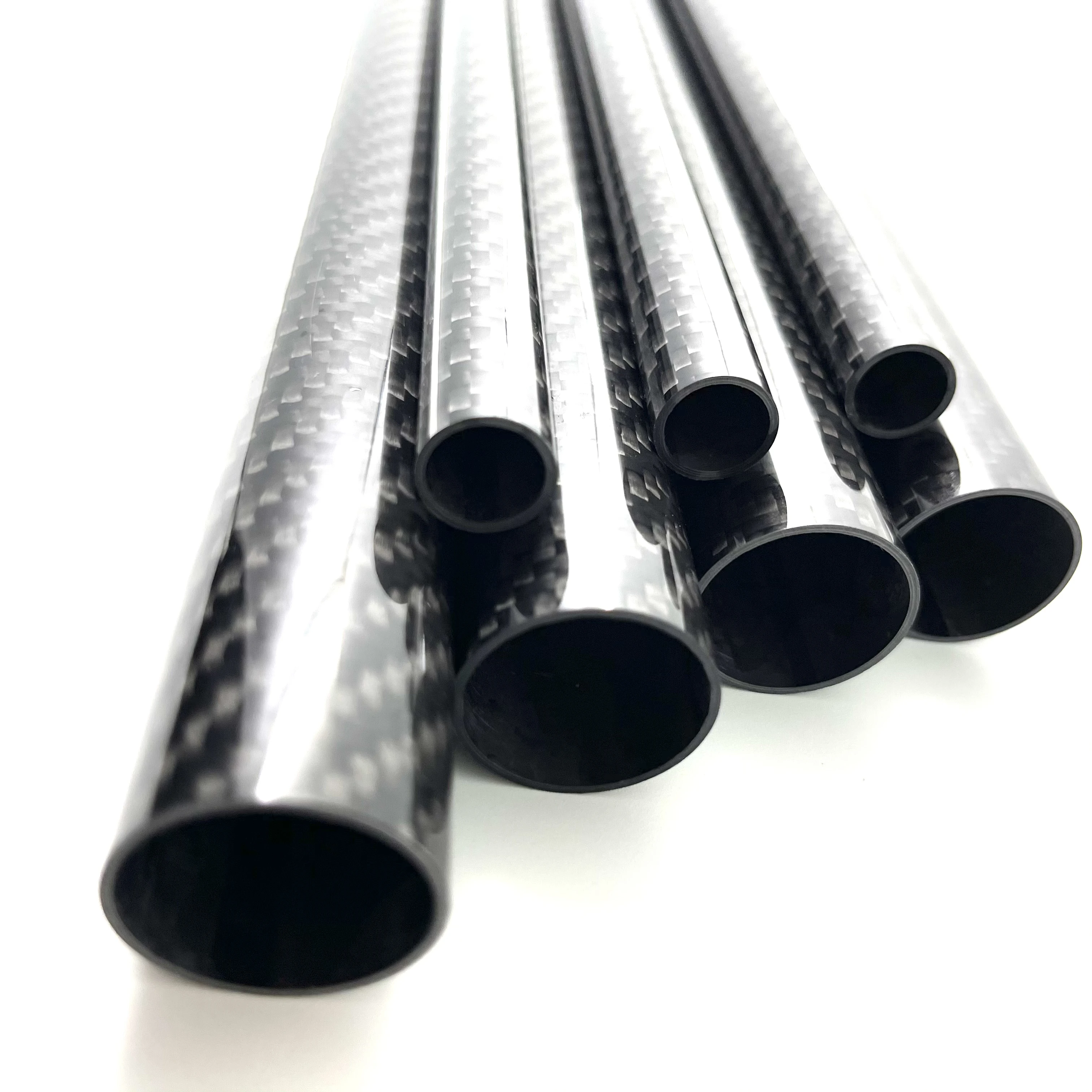 3k carbon fiber tube Length 1000MM 2PCS Twill Glossy  Wall thickness 1.5mm  OD 6-30MM High-strength carbon fiber tubes