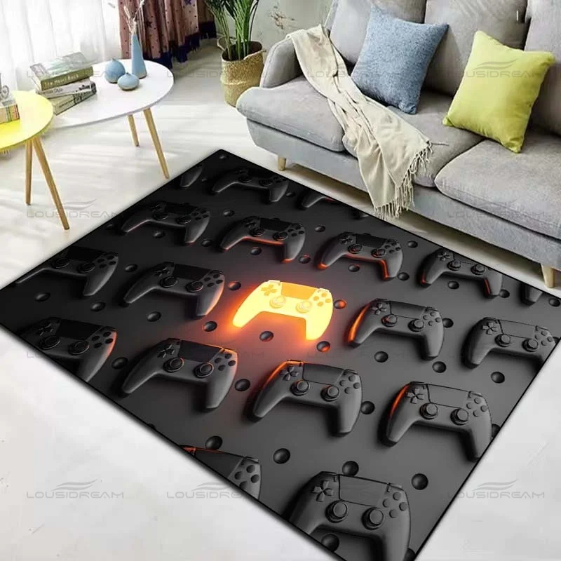 Cartoon Game Controller Decorative Rug Square Flannel Gaming Carpet Modern Home Living Room Floor Mats Bedroom Rug