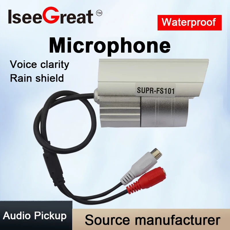 Waterproof Rain Shield. Level IP67 External High Quality Microphone 10 Meters Range for Outdoor CCTV System Voice Clarity