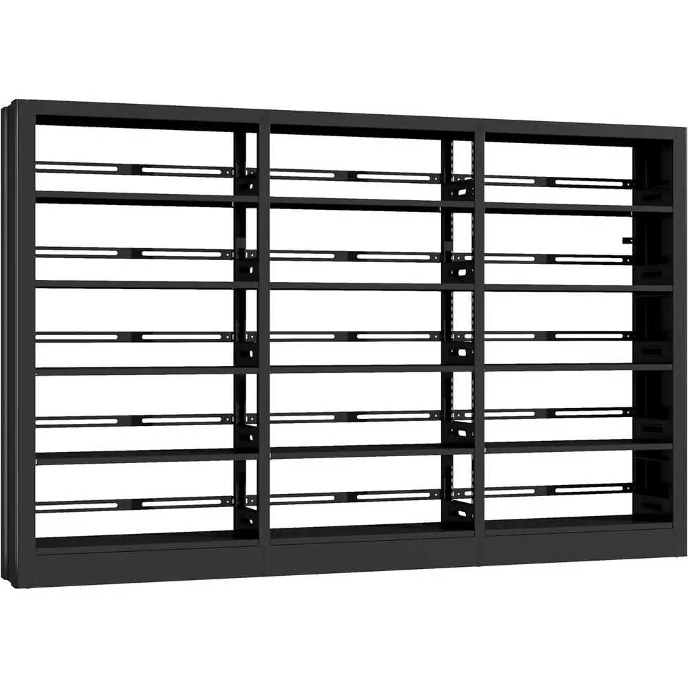 

5-Tier Adjustable Metal Bookshelf with Book Stopper for Office and Living Room (Black)