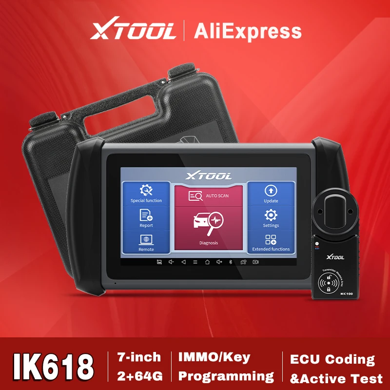 XTOOL IK618 Key Programming Tool With KC100 + EEPROM Adapter 30+ Reset All Key Lost OB2 Car Diagnostic Tool