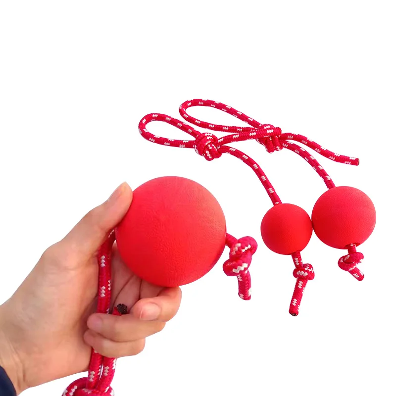 Pet Solid Ball Dog Training Bite Ball Pet Bite-Resistant Threading Rope Rubber Ball