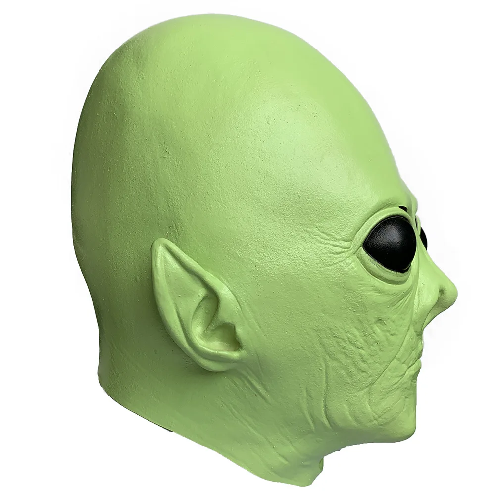 Realistische Alien-Vollkopf-Latexmaske mit Großen Augen Sci-Fi-Kreatur-Kopfbedeckung für Halloween-Cosplay, Maskerade-Party und Kostümzubehör – Detail 5