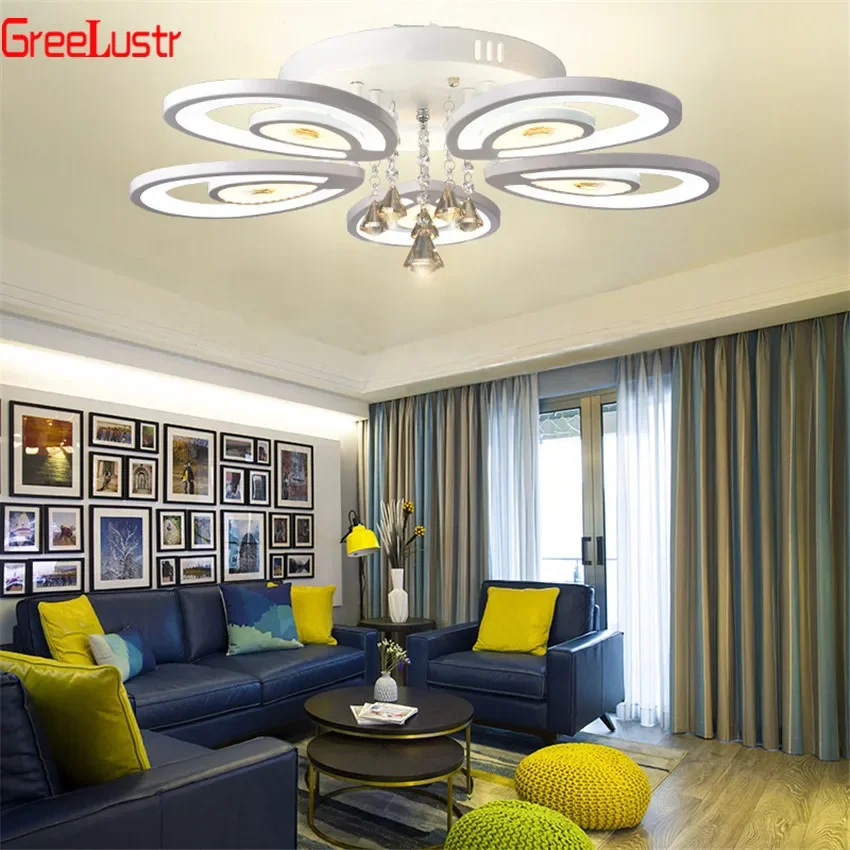 

Nordic Amber Crystal Chandeliers Modern Pendant Light Acrylic Ceiling Lamps LED Lustres Living Dining Room Decor Luminaire