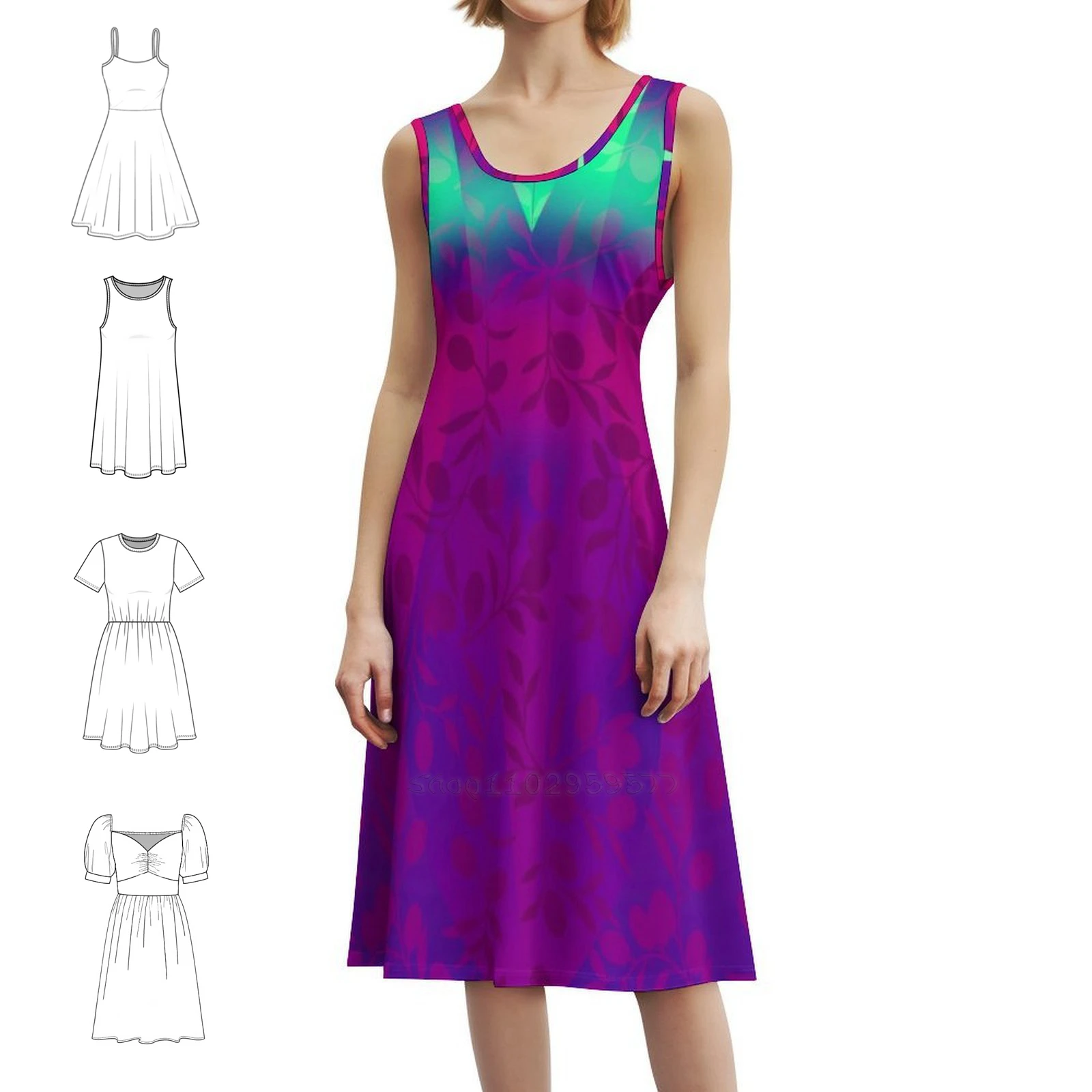 Green Purple Dress Preppy Style Mini Dress For Women A-Line Loose Fit Casual Day Dress Green Purple Sueknox Sue Knox Women's