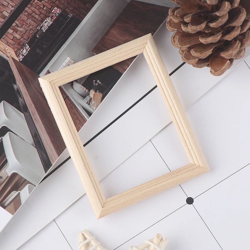 1/12 Frame Photo Dollhouse Picture Mini Miniature Wooden Furniture Vintage Frames Decorative Display Diy DollHouse Wall