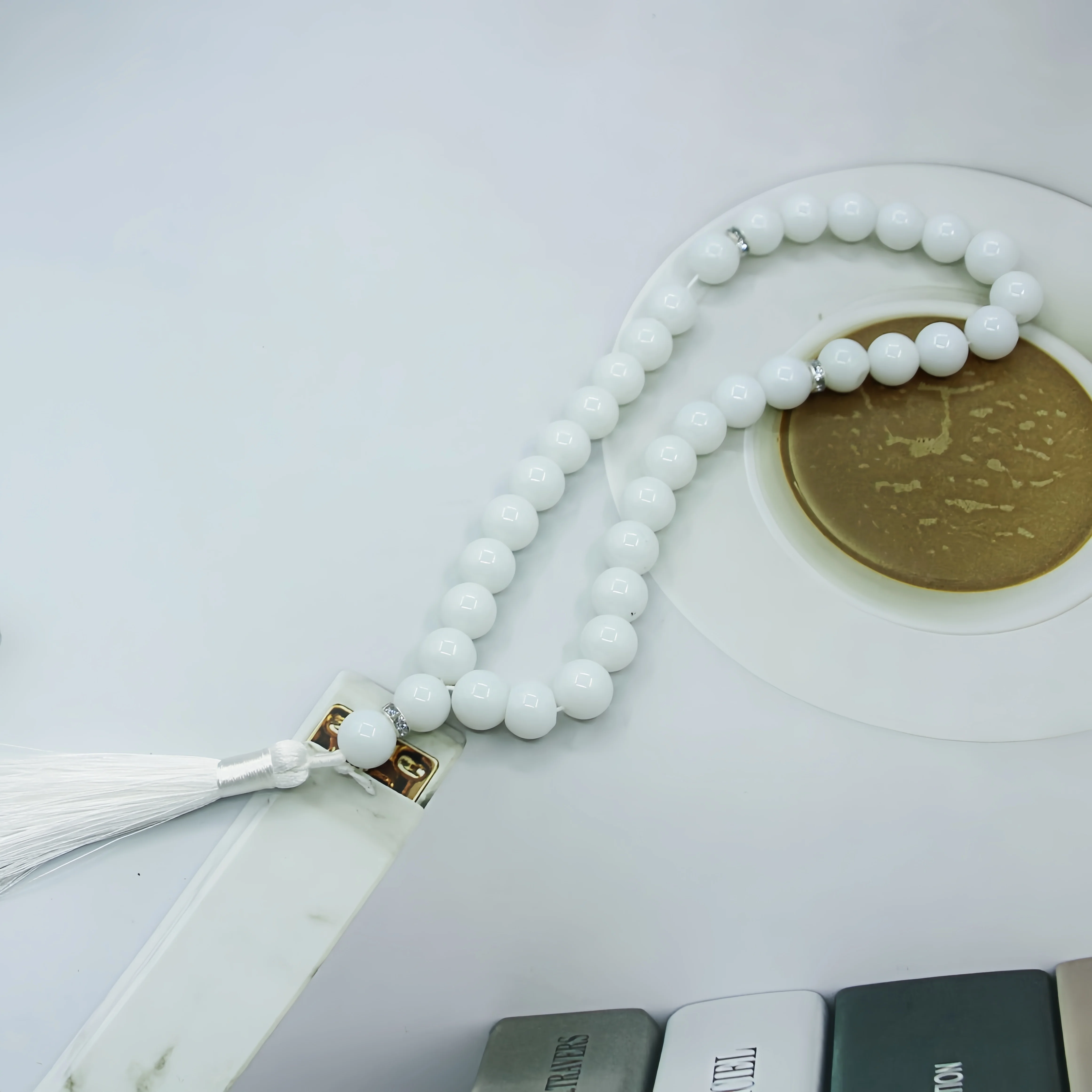 Mirror-polished glass prayer beads, 12mm, 33 beads, substantial weight, wear-resistant, colourfast hand-play mala bracelet
