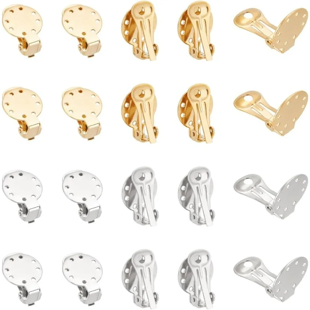 

Серьги, плоские круглые серьги, гипоаллергенные серьги без пирсинга, металлический зажим, поддельные серьги для изготовления ювелирных изделий, комплект 20x15x9 мм