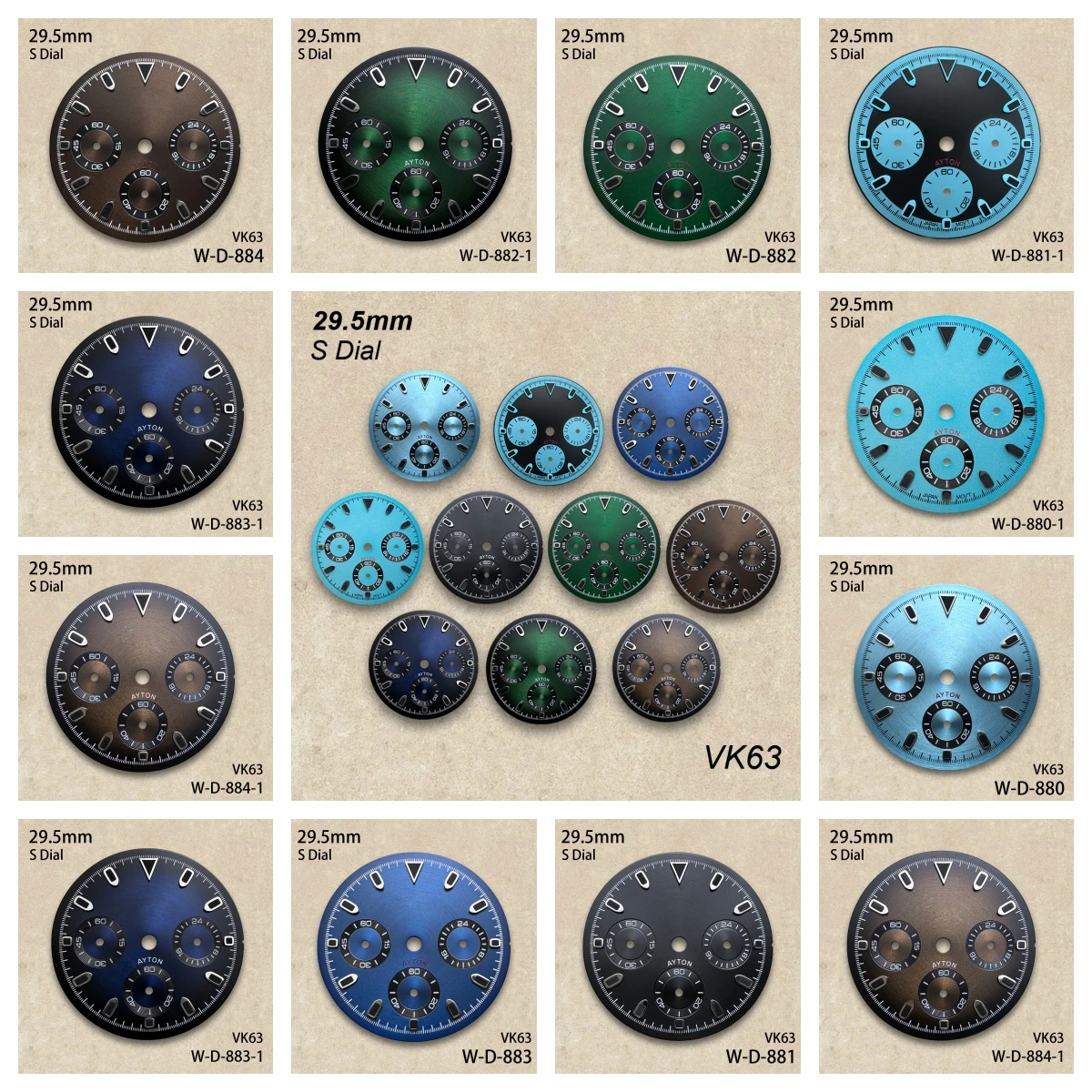 

29.5mm S Logo DTN Panda Dial Suitable For VK63 Movement Green Luminous CD Pattern Quality Watch Modification Accessories