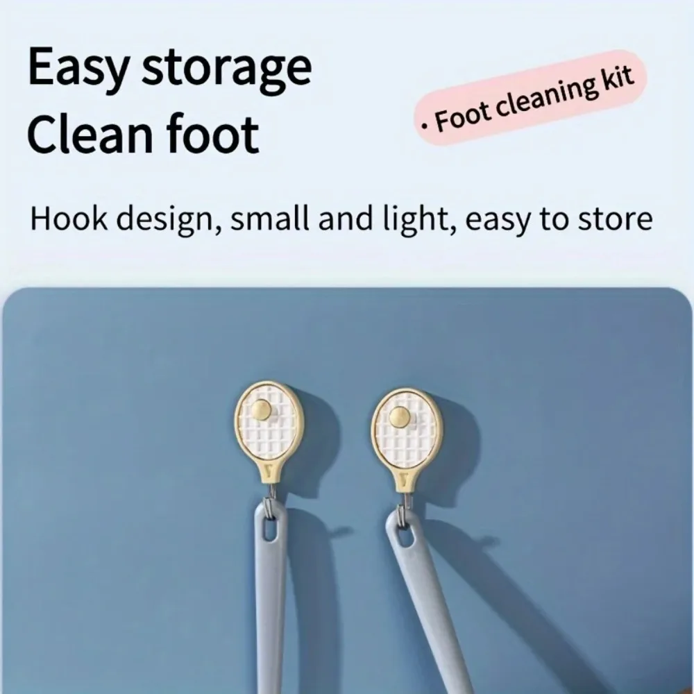 2pcs Long Handle Toe Brush Foot Scrubber Shower Foot Cleaner Dead Skin Exfoliator Portable Elderly Foot Care Bath Tool