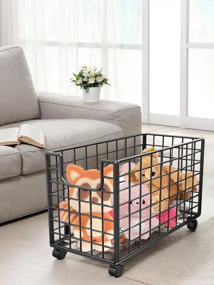 Organisateur de rangement en métal avec 4 roues, coffre-fort Anti-basculement de grande capacité pour chambre d'enfant, salle de jeux, panier de rangement d'articles divers
