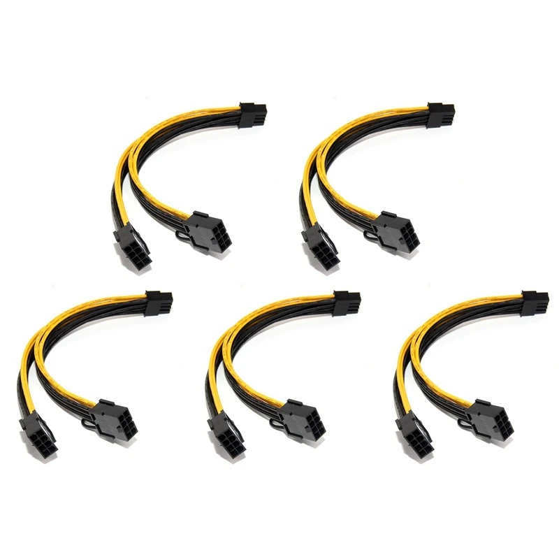 

5X 18AWG 8Pin To Dual 8Pin(6+2) Power Cable GPU Power Cable For Tesla K80 M40 M60 P40 P100 ,20CM