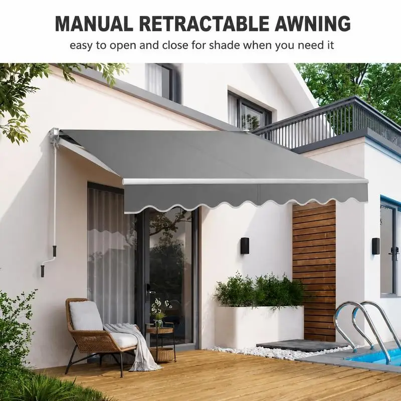 Store banne pliable pour balcon et terrasse 198 x 245 cm, pare-soleil rétractable avec structure métallique et toile résistante, protection solaire pour balcon, patio, fenêtre et jardin, installation facile, style moderne minimaliste nordique
