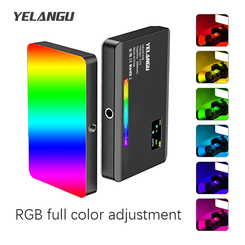 YELANGU RGB LED Video Light W140 Camera Light Full Color Dimmable 2500-9000K Fill Light Live Vlog Photography Photo Studio Lamp