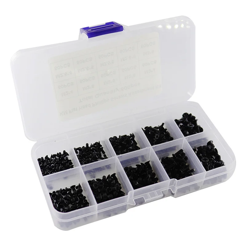 500pcs M2M2.5M3 KM Computer Laptop Screw Set Cross Countersunk Head Screw Set Box