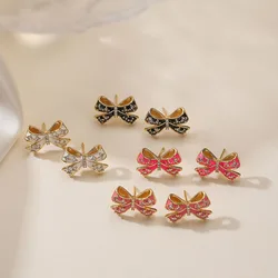 HECHENG,Fashion Exquisite Enamel Colored Bow Earrings necklace for Women Birthdays Gift