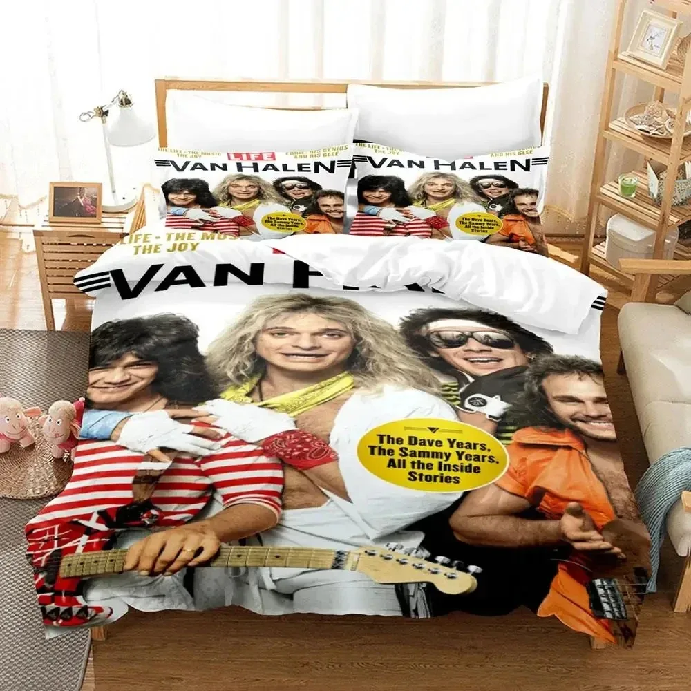 3D Print Singer Eddie Van Halen Bedding Set Duvet Cover Bed Set Quilt Cover Pillowcase Comforter king Queen Size Boys Adult