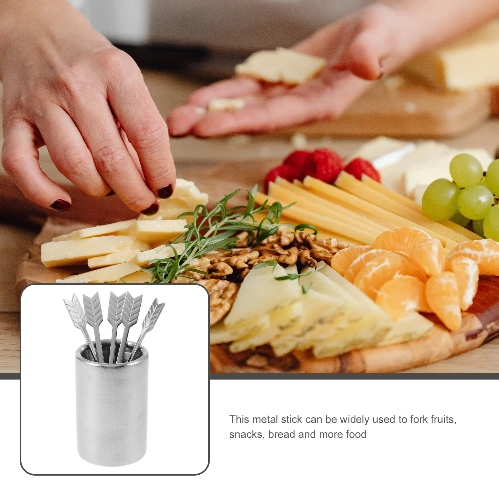 

Fruit Fork Set Pick Fruits Forks Syrup Picks Stainless Steel Stirring Sticks Drinks 304
