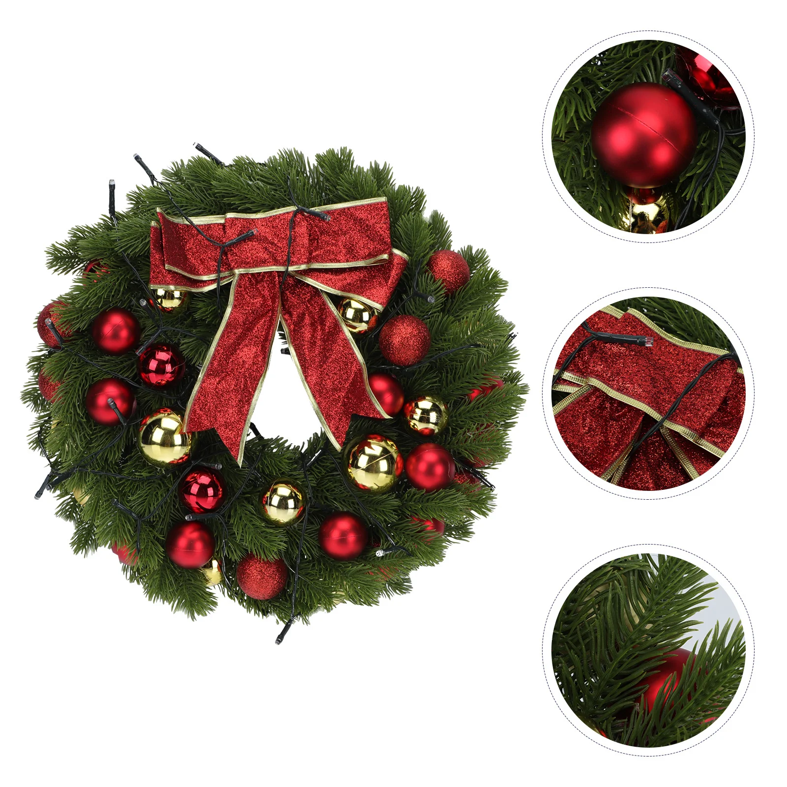 

1Pcs LED Lamp Christmas Wreath Hanging Decor Xmas Garland Lighting Romantic Festival Party Decoration Wreath Decor