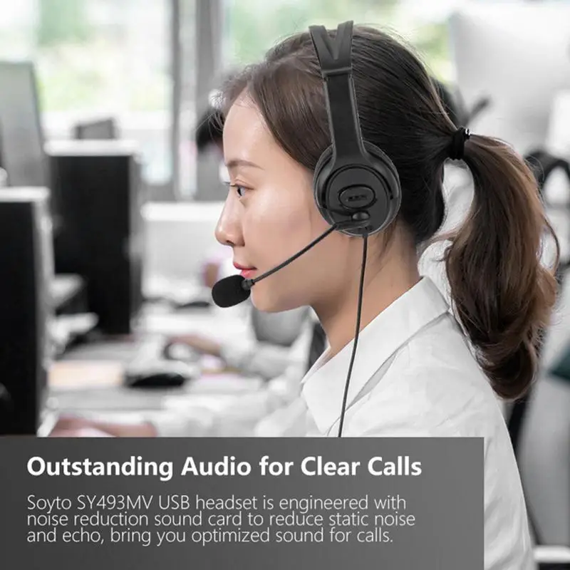 Auriculares estéreo para centro de llamadas con micrófono con cancelación de ruido, adecuados para Zoom, Skype, centro de llamadas de oficina, Podcast en casa