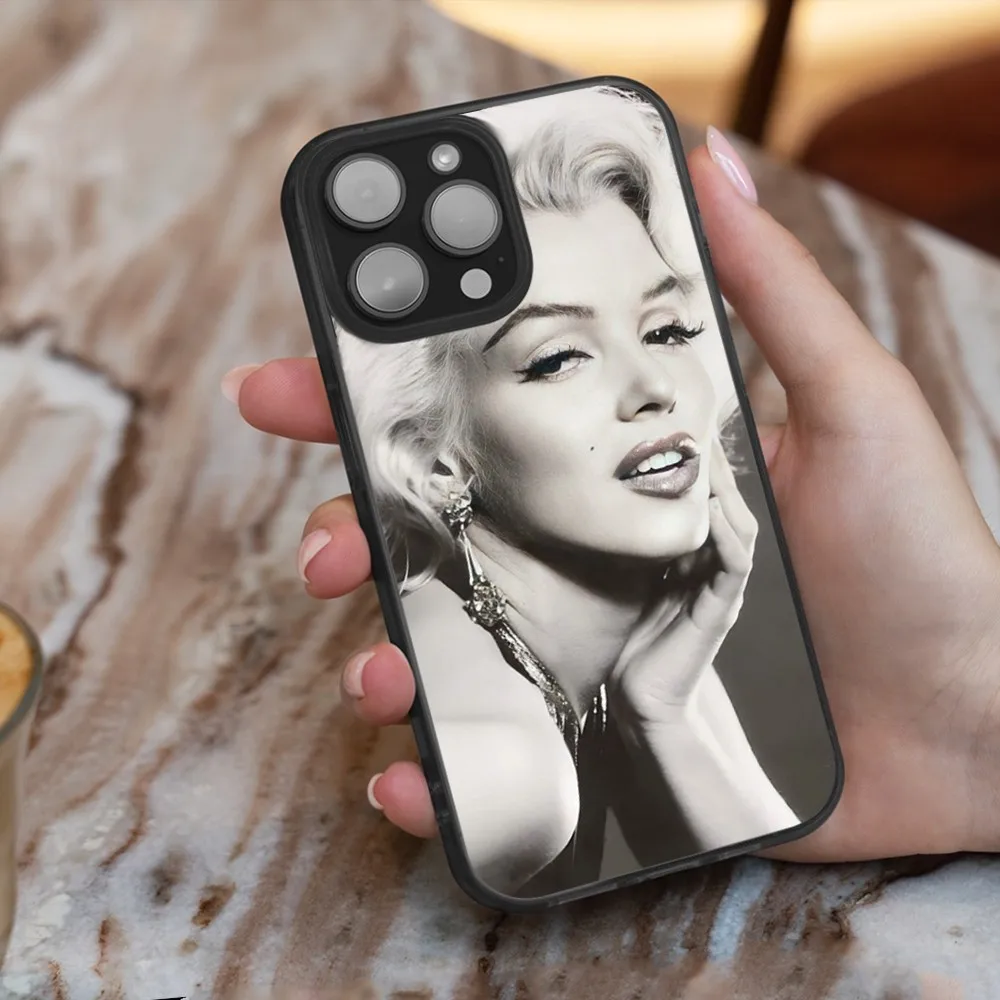 Funda de teléfono M-Marilyn M-Monroe para iPhone 16,15,14,13,12,11,Plus,Pro,Max,Mini carga inalámbrica magnética suave Magesafe