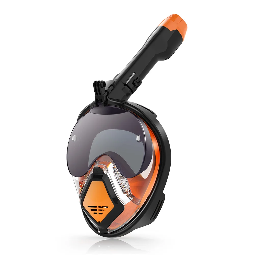 NONE Unterwasser-Schnorchel-Vollgesichts-Schwimmmaske für Erwachsene mit abnehmbarer Kamerahalterung, Sonnenblende, Atembrille, wasserdichte Sicherheitsbrille 9