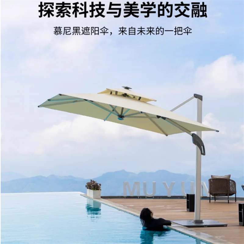 Purple Leaf Courtyard Umbrella, New Windproof High-end Outdoor Sunshade Umbrella, Outdoor Villa Garden, Commercial Solar Roman U