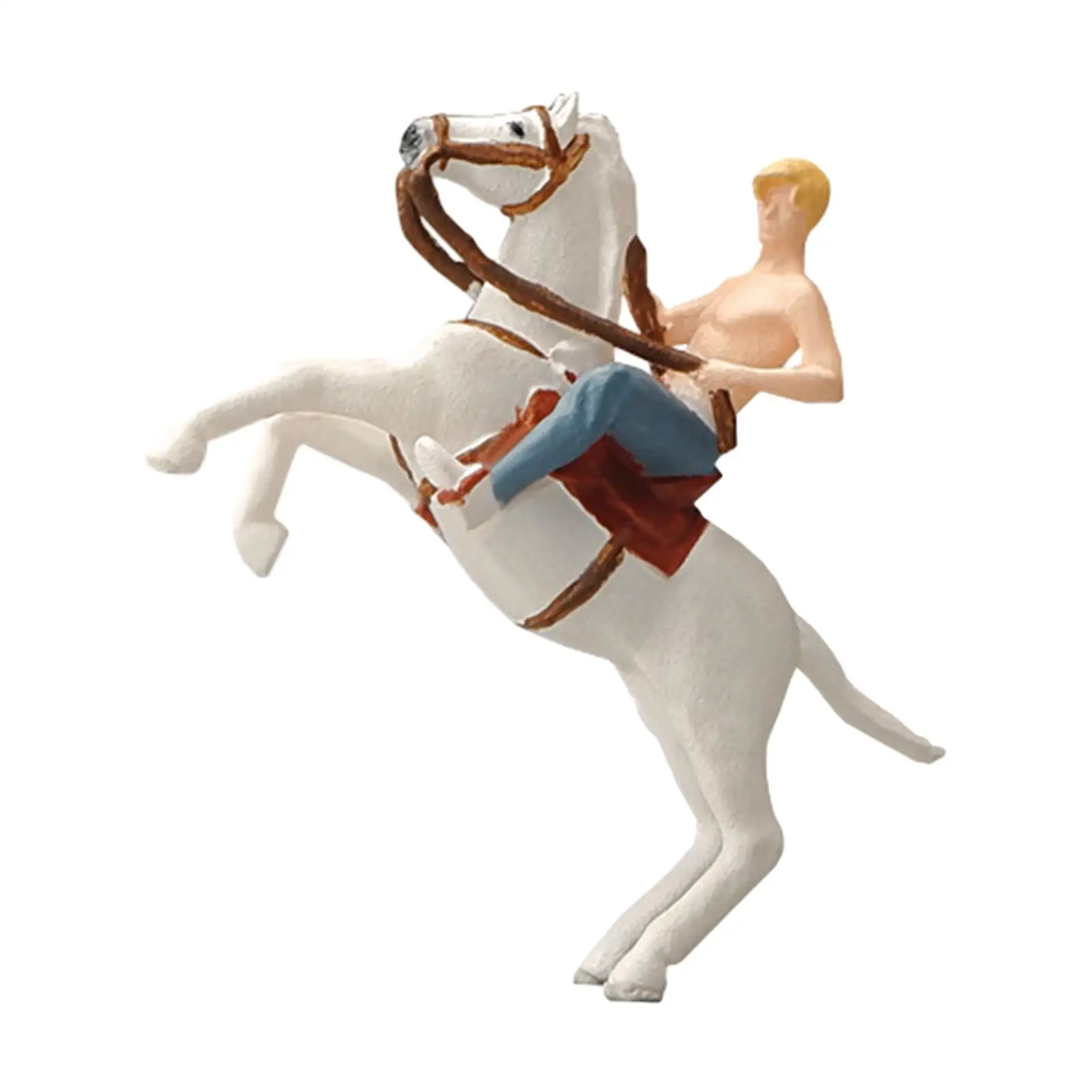 1:64 ScaleชายบนHorseback Diorama SceneryตัวเลขMini Miniatureเรซิ่นFigurineสําหรับรูปแบบตกแต่งDIYตกแต่งฉาก