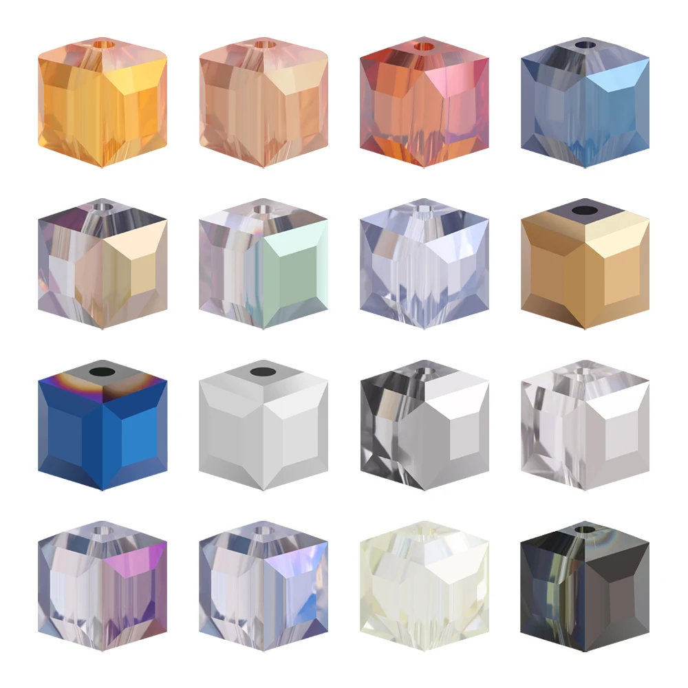 2/3/4/6/8/10MM Austrian Glass Square Beads Loose Spacer Cube Beaded Crystal For DIY Making Jewelry Needlework Accessory