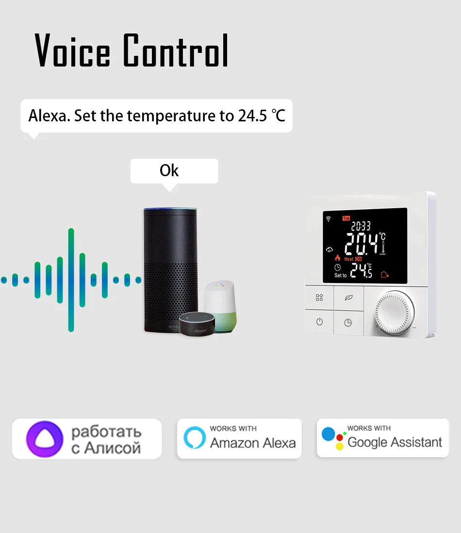 Thermostat WiFi Tuya pour chauffage de l'eau/électrique au sol, chaudière à gaz, régulateur de température, pour maison intelligente, commande vocale Alexa Google