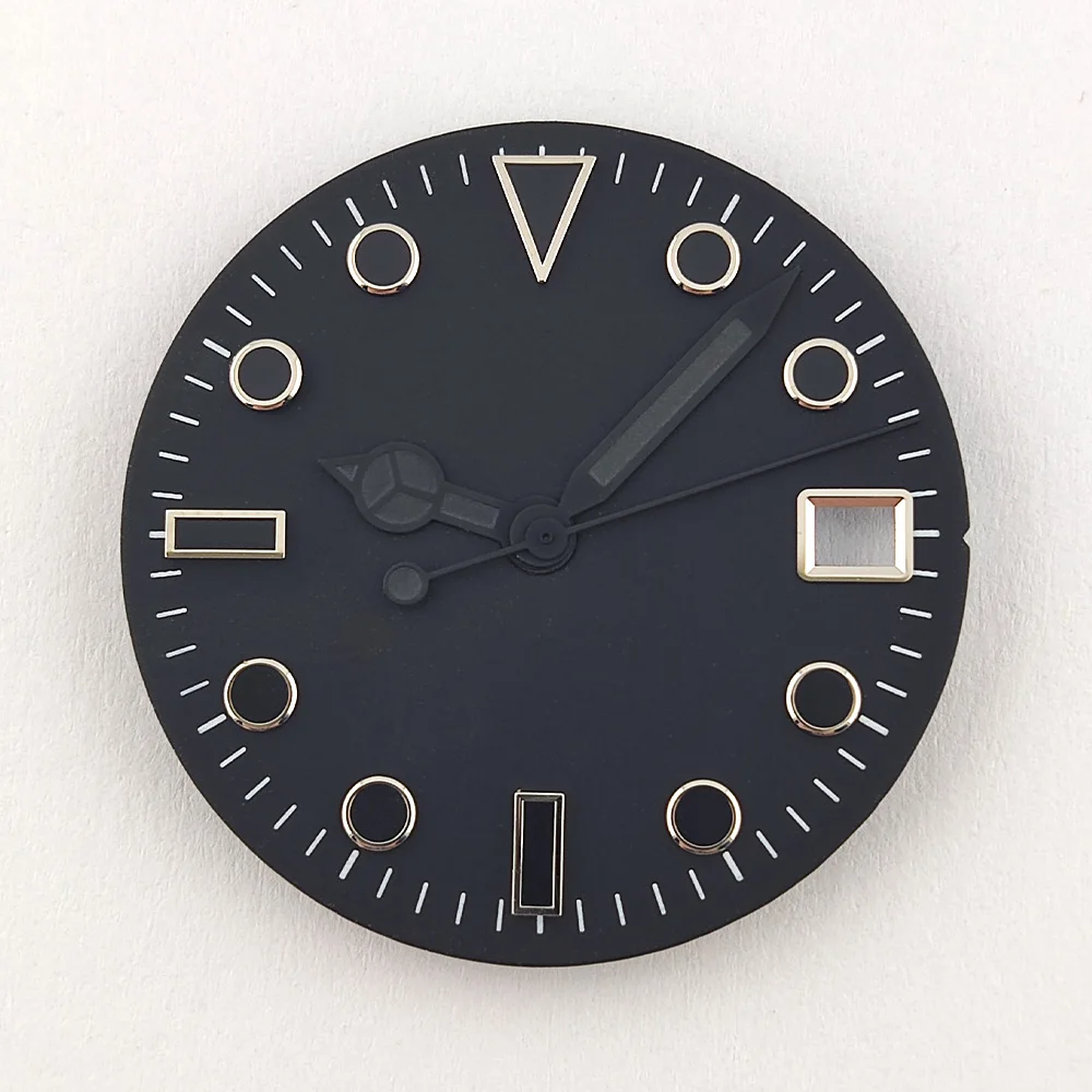 28.5mm NH35 Dial High Quality Matte Black Dial NH36 Dial With Hands NH35 Watch Accessories Combination Fits NH35/NH36 Movement