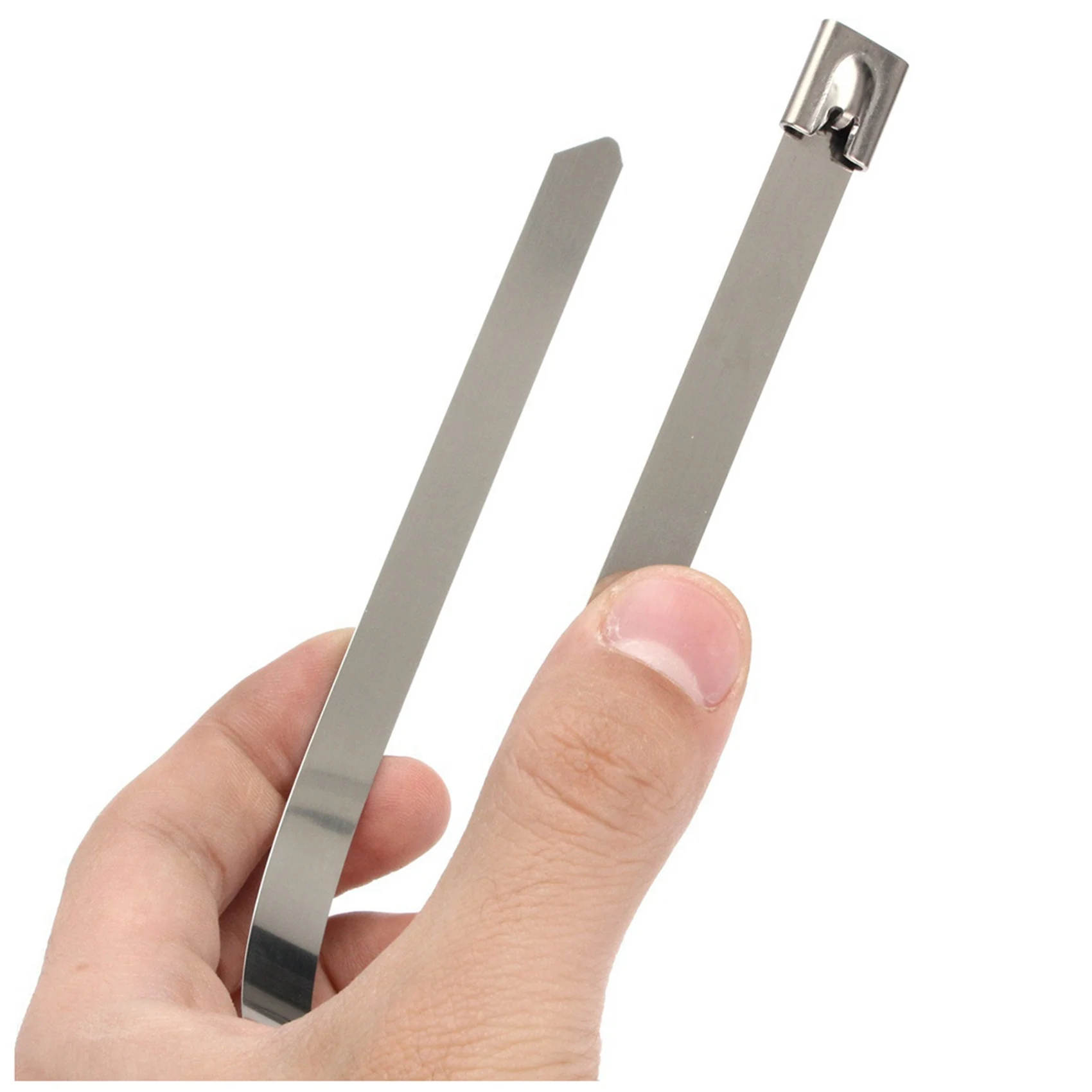 ABJI-100 Pcs 0.39 Inch X 15.75 Inch Stainless Steel Metal Cable Zip Tie Wrap Exhaust Straps