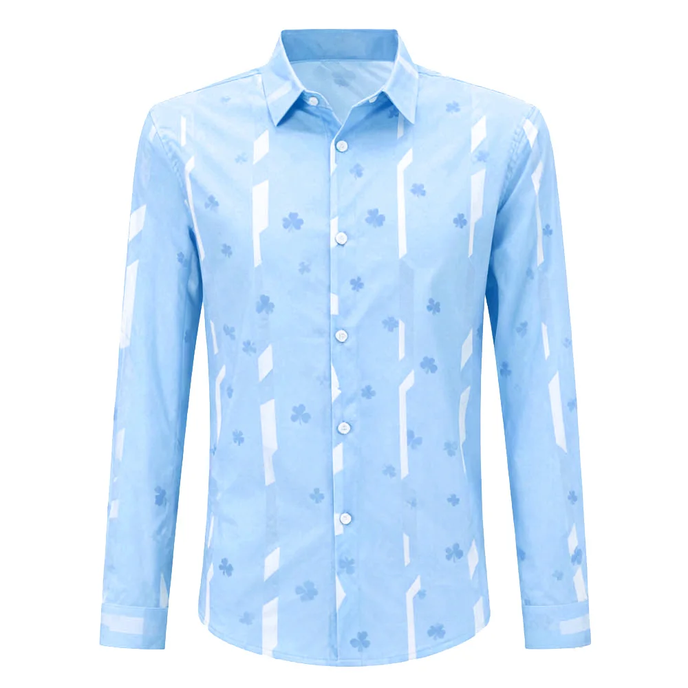 

Men's New Natural Plant Pattern Shirt Slightly Elastic Soft Long-sleeved Lapel Shirt Hawaiian Vacation Outdoor Party Clothes Men