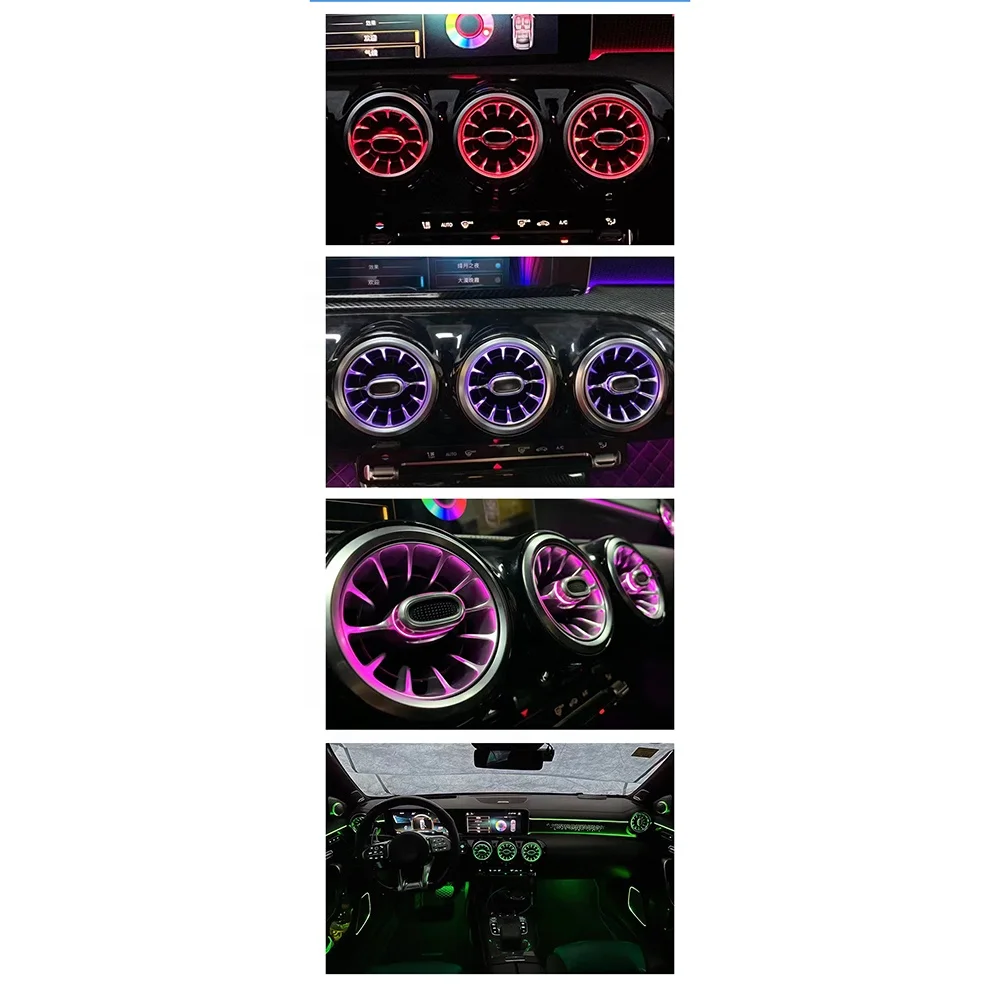 For ICarsin 64 Colors LED Ambient Light Air Vent For Mercedes Benz CLA W118 2020 2021 2022 Upgrade Rotating Tweeter Full Set Kit