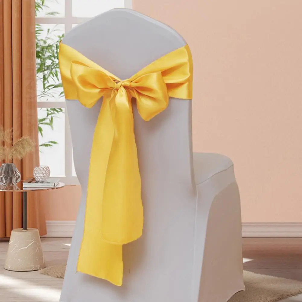 5Pcs Chair Sashes Bright Color Washable Non-Fading Decorative Polyester Wedding Party Banquet Chair Bow-knot Sashes Party