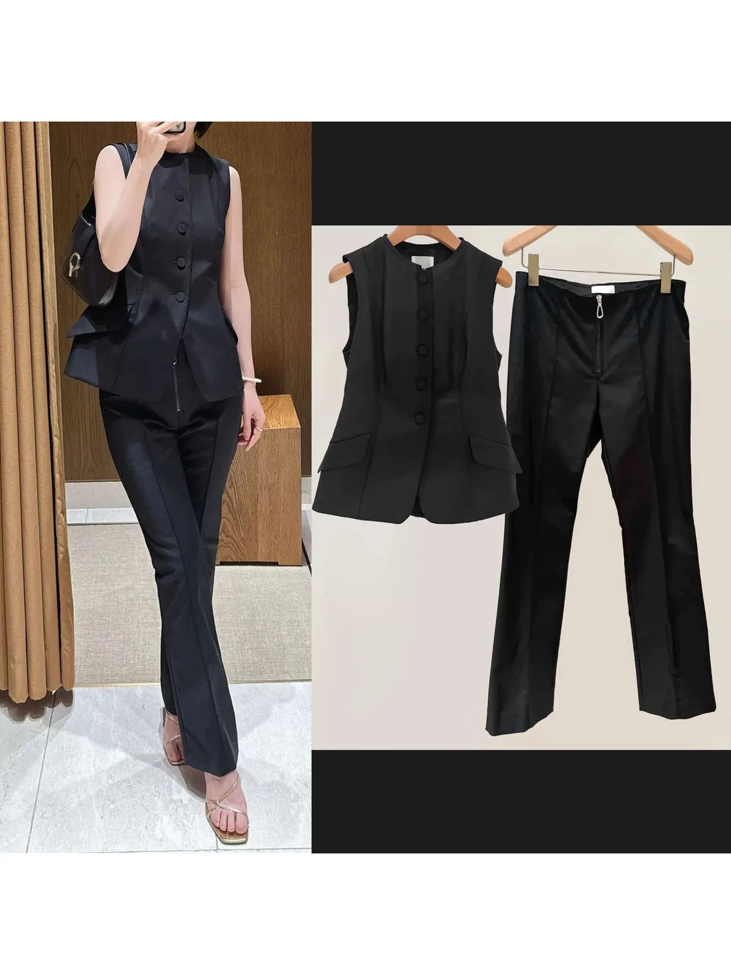 

Black Classic round Neck Sleeveless Vest And Flared Pants Set Spring Summer 2026 Women's Fashion Casual Sportswear Ensemble