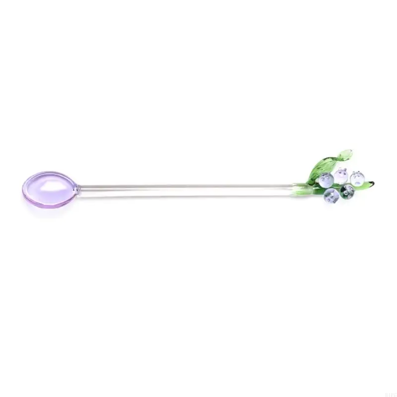 E1PC Crystal Bells Orchids Stirring Rod Spoon Clear Petites Teaspoon Coffee Teaspoon