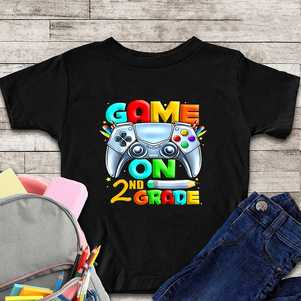 BACK TO SCHOOL Boys T-shirts Games ON 2nd Grade T-shirt Comfortable Breathable Casual T-shirt First Day of School Shirts