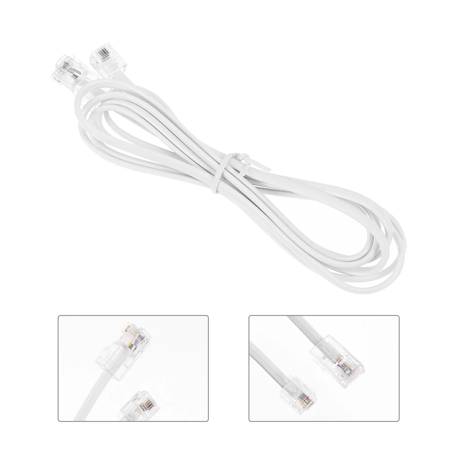 Telephone Line Copper 4 Conductor Heavy Duty Rj11 6p4c Plug Cord Replacement Cable for 1 Or 2 Line Telephones Telephone Cable