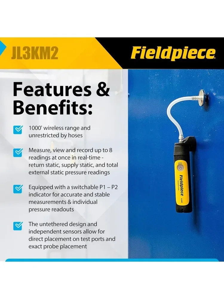 Good Job Link System Dual Port Manometer Probe Kit - JL3KM2 - Long Range Wireless All-in-One Static, Gas and Draft Pressure Gaug