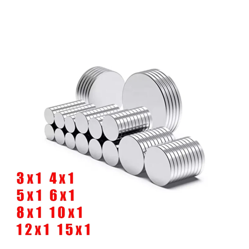 Round Magnet 3x1,4x1,5x1,6x1,8x1,10x1 12x1 15x1mm Neodymium N38 Permanent NdFeB Super Strong Powerful Magnetic imane Disc