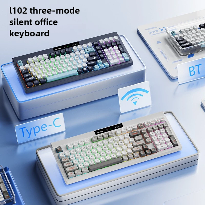 

102 Key Position High-value Office Silent Membrane Keyboard Wireless Three-mode Mechanical Feel Game E-sports Keyboard